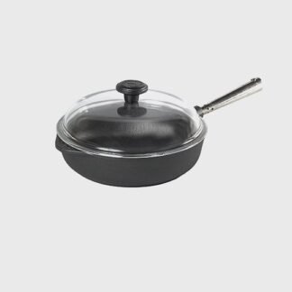 Poêle sauteuse 25 cm - Poignée en acier inoxydable + Couvercle en verre
