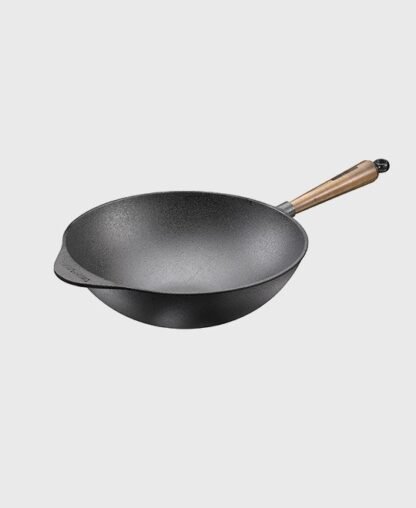 Wok 32 cm - Poignée en noyer