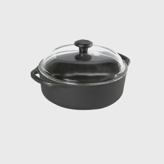 Cocotte ronde en fonte 3L avec couvercle en verre borosilicaté