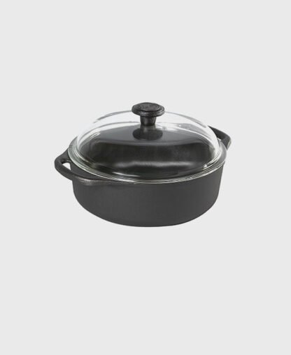 Cocotte ronde en fonte 3L avec couvercle en verre borosilicaté