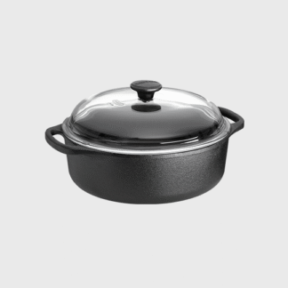 Cocotte ronde en fonte 4L avec couvercle en verre borosilicaté