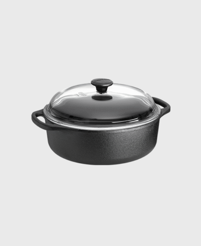 Cocotte ronde en fonte 4L avec couvercle en verre borosilicaté