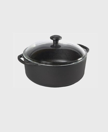 Cocotte ronde en fonte 5,5L avec couvercle en verre borosilicaté