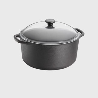Cocotte ronde en fonte 7L avec couvercle en verre borosilicaté