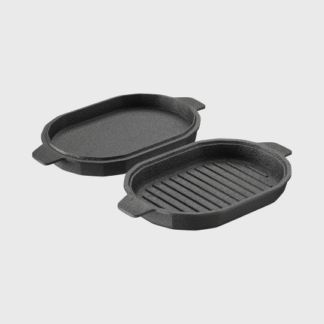 Ensemble en fonte plat à four + Couvercle grill « polygonales »