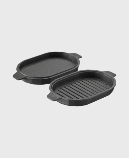 Ensemble en fonte plat à four + Couvercle grill « polygonales »