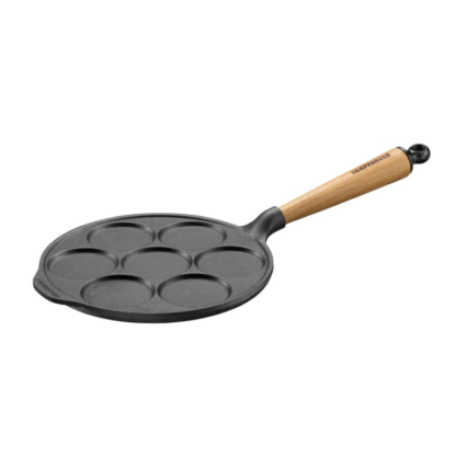 Poêle à blinis / mini crêpes – Poignée chêne