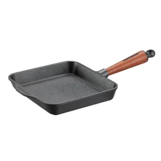 Poêle à frire carrée 21 x 20 cm - Poignée hêtre